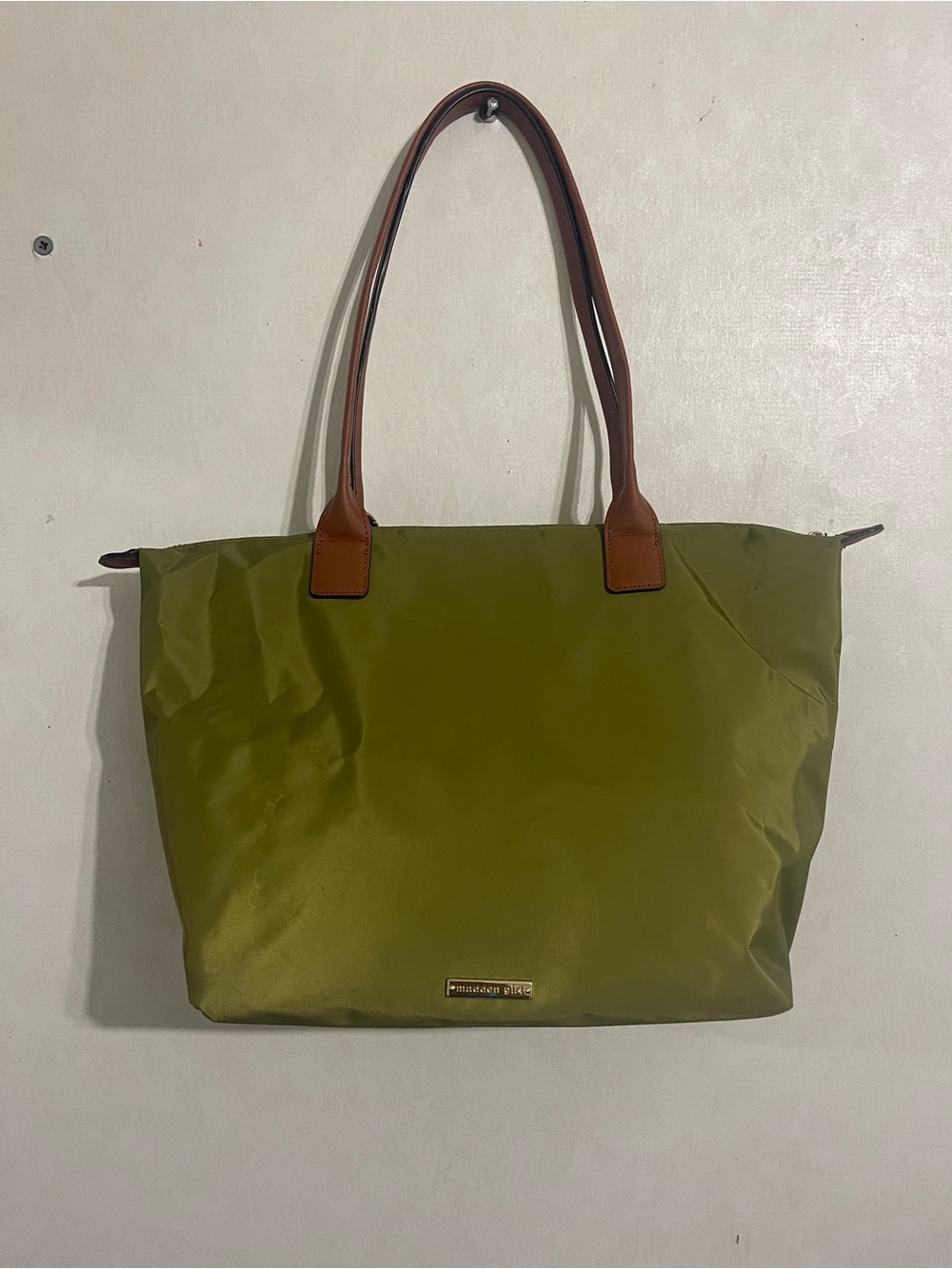 Madden Girl Olive Green Tote with Brown Handles
